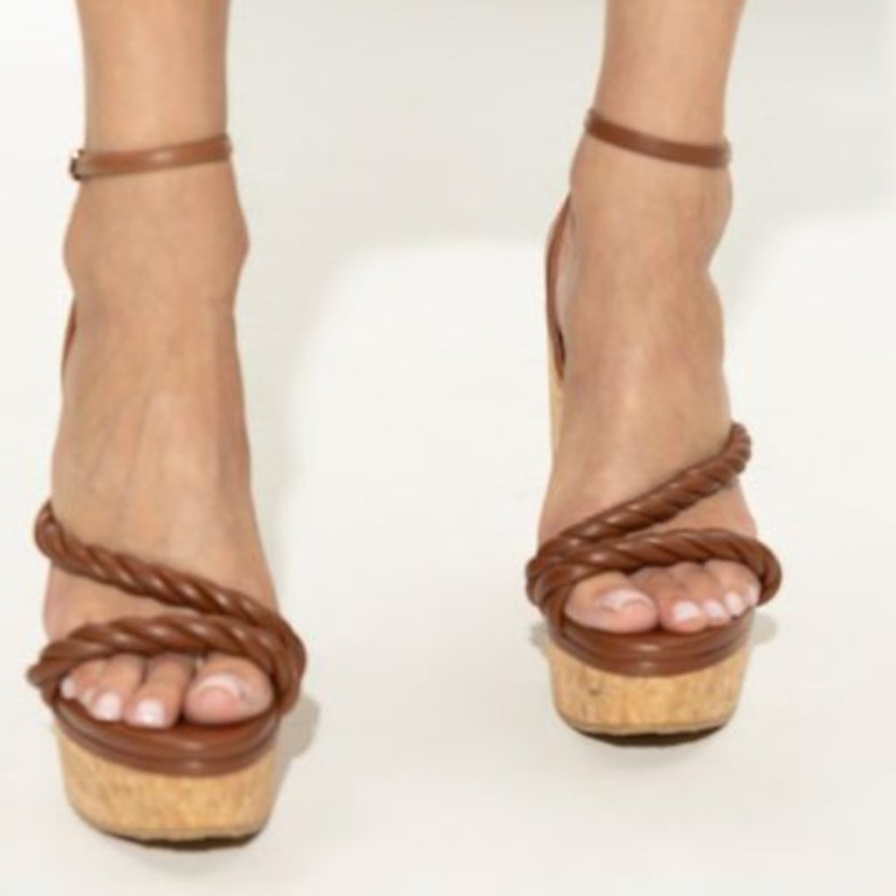 Jimmy Choo Diosa 130 Leather Wedge Sandals NWOB